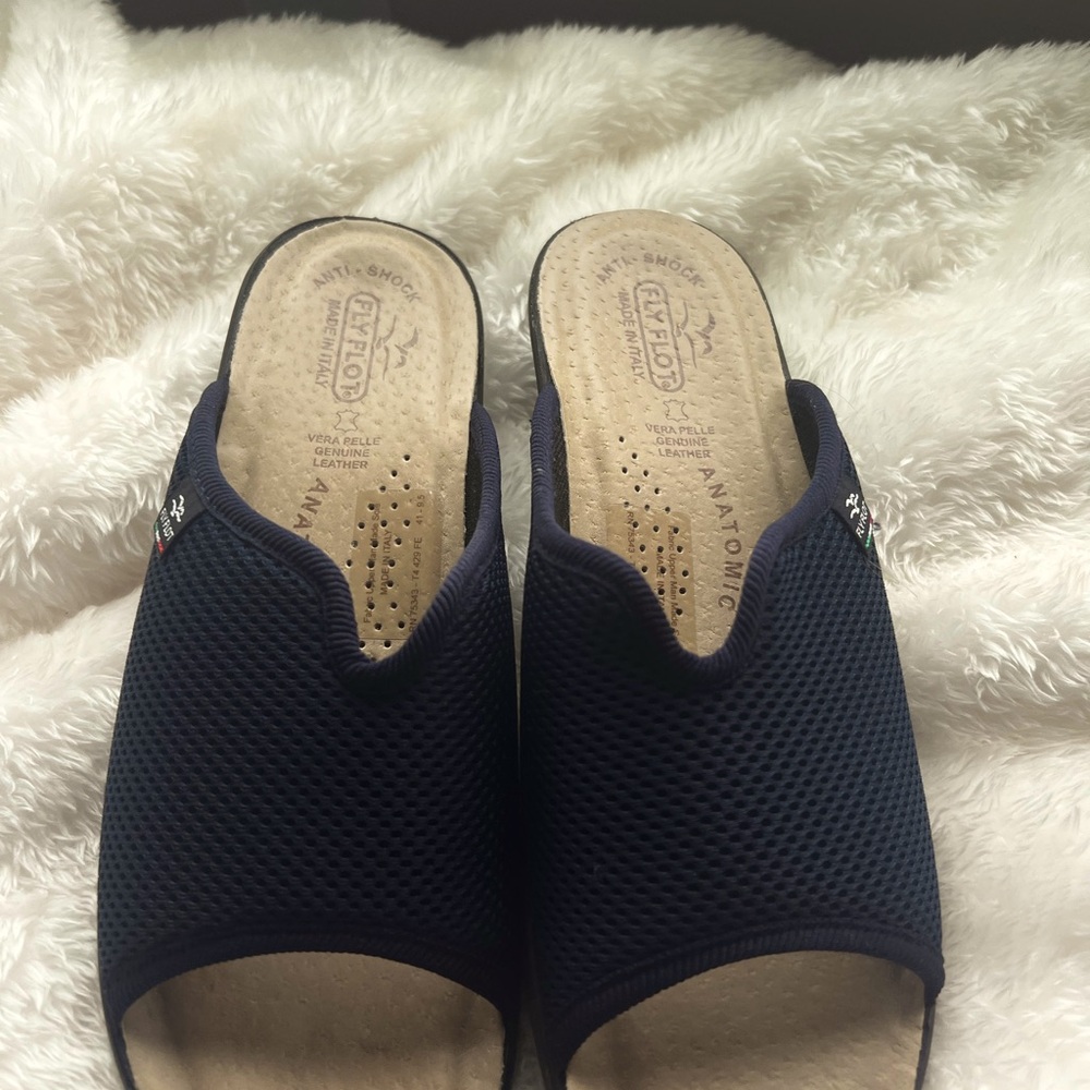 Fly Flot Mesh Slip On Mule Sandals Navy Blue
Size 41